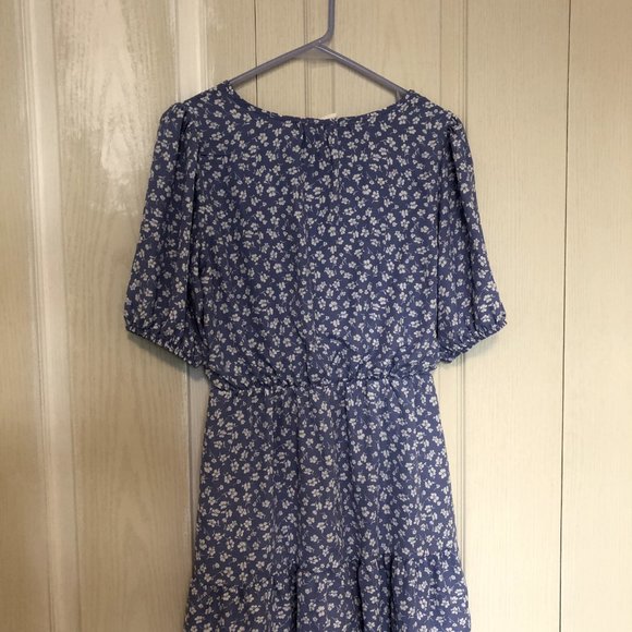 Blue Floral Ruffled Mini Dress Size Small - Picture 7 of 7